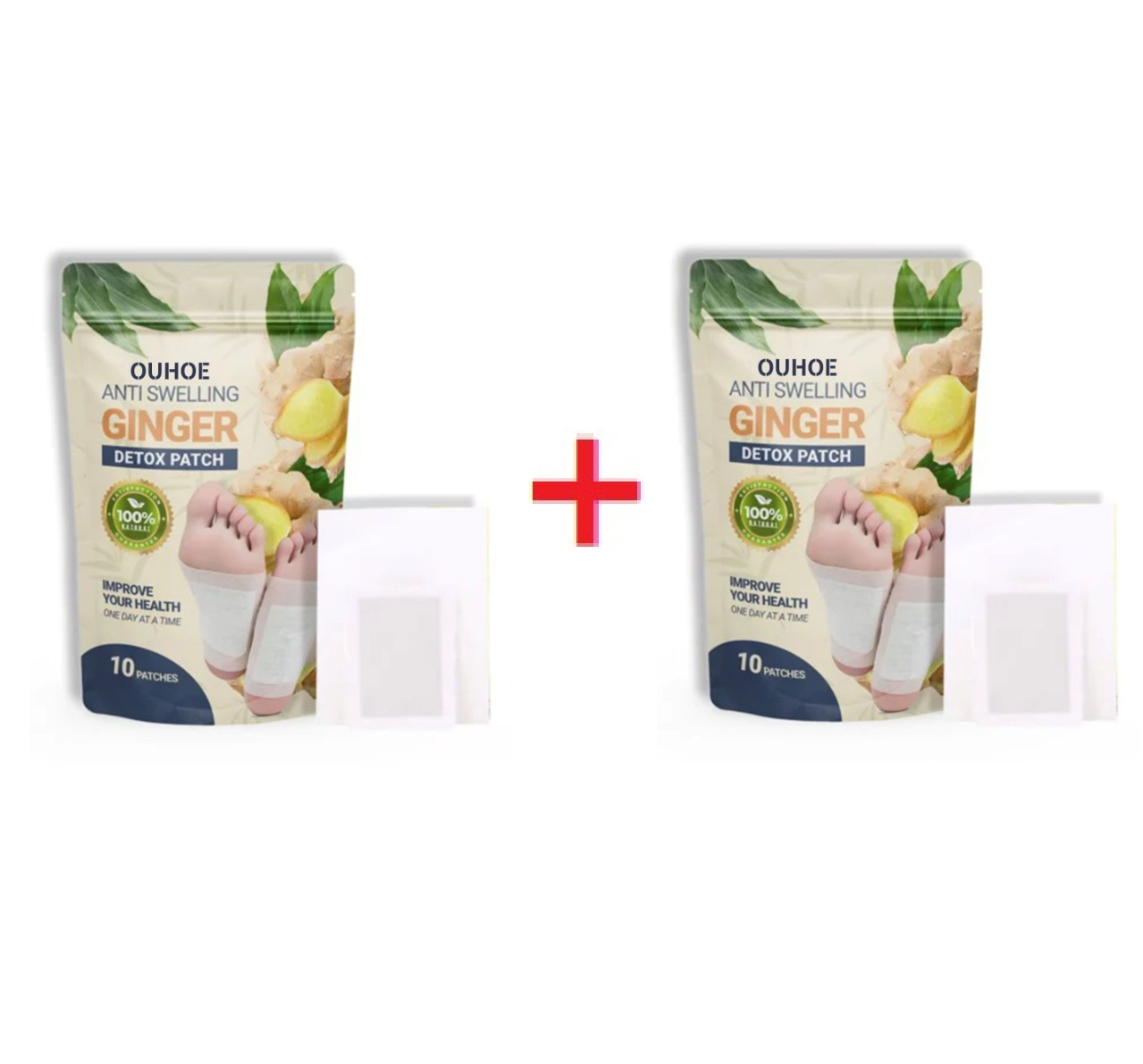 Ouhoe Ginger Foot Patch Foot Pads Body Patch Foot Care Patch Foot Patch Ginger Organic Detox Foot Cleansing Detox Foot Patch Wormwood Detoxifying Foot Pads Improve Sleep Relieve Stress Fatigue Ginger Foot Patches Body Cleansing