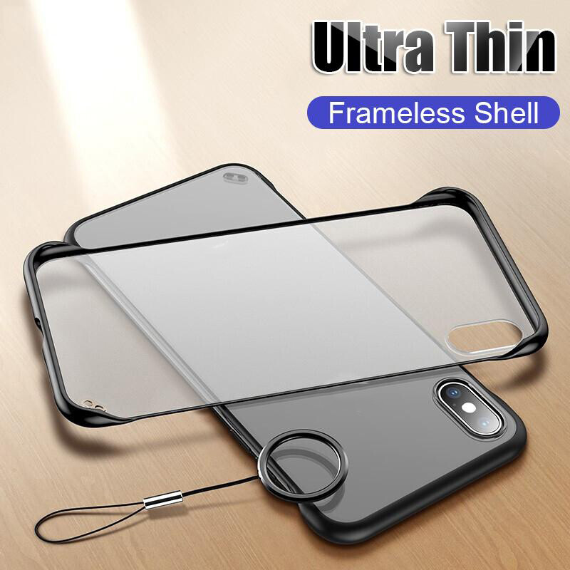 Vỏ silicon mới cho iPhone X XR XS Max 8 7 PLUS Vỏ siêu mỏng không khung trong suốt Ốp lưng mờ có vòng điện thoại