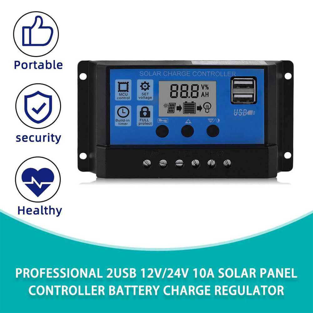 KKmoon 100A Solar Panel Controller Solar Recharger Controller LCD Display Screen Street Lamp System Recharge Controller PWM Recharge Management Dual USB Output Controller