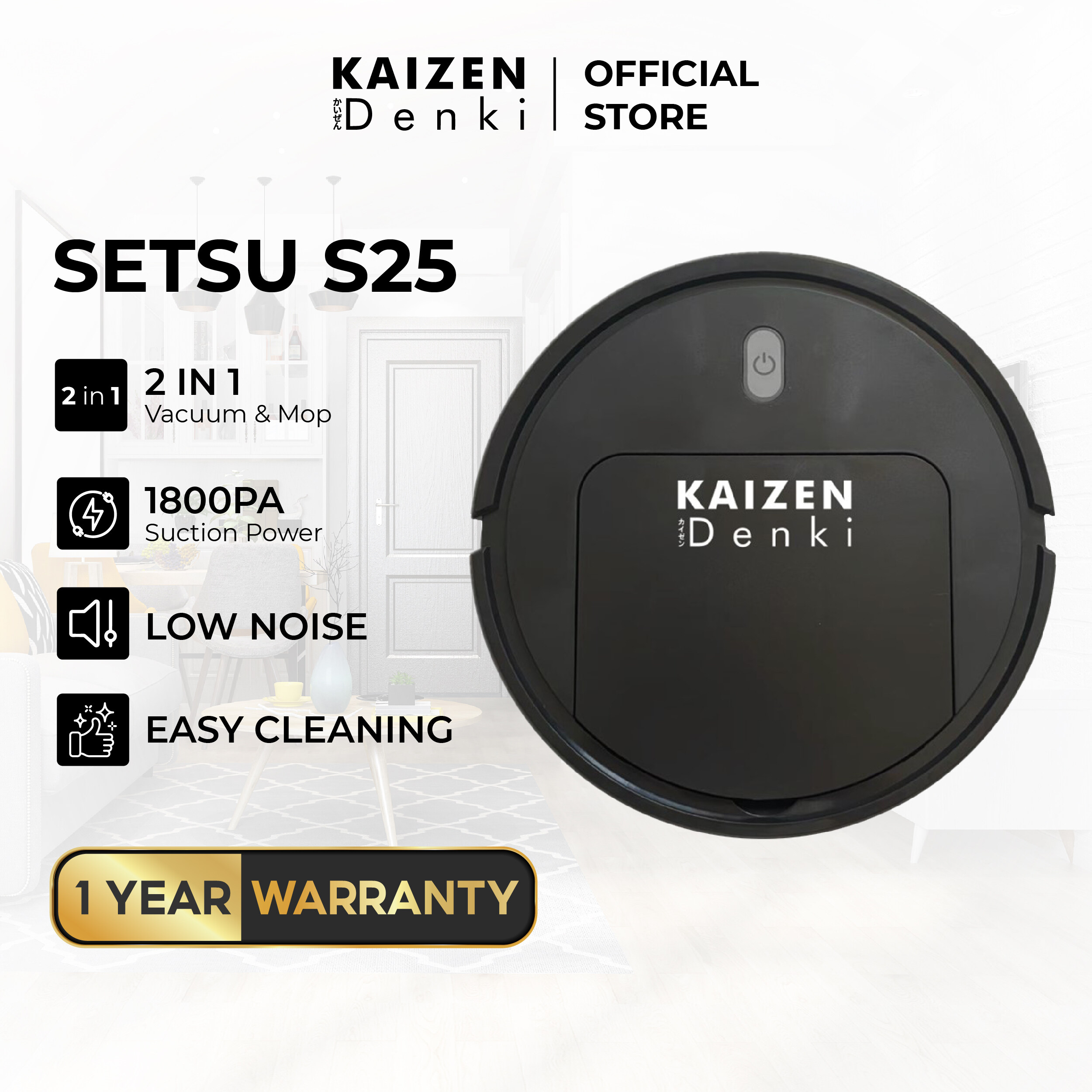 Kaizen Denki Smart Sweep Mop Robot Vacuum Cleaner SETSU S25 1 Year