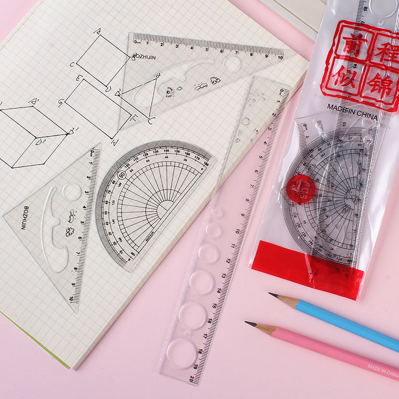4 Piece Ruler Set for Student School Supplies 20cm Primary School Pupils Rulers