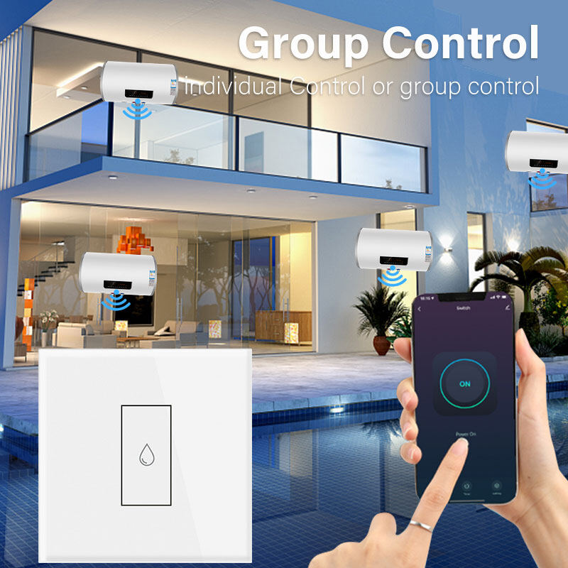 Elesky TUYA 20A Water Heater Switch Smart Wifi Touch Wall Switch Timing Remote Control Work With Goog le Home And Alexa EU/US