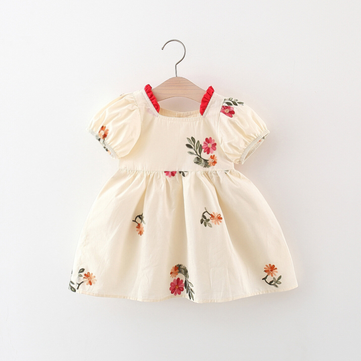 Trẻ em trang phục cho cô gái mùa hè cotton thêu hoa ăn mặc cho trẻ em cô gái dễ thương bong bóng tay áo đầm công chúa cho bé trẻ em trẻ em đầm sinh nhật cho trẻ em cô gái
