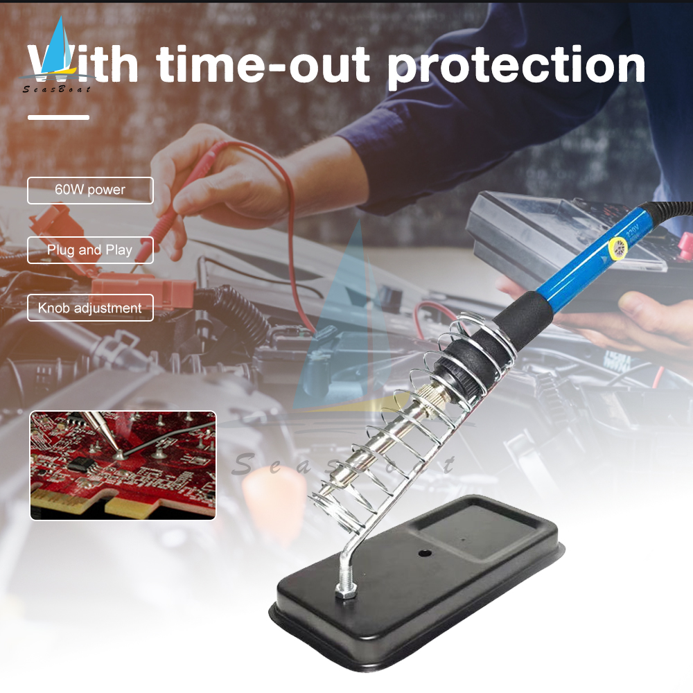 【Seasboat】Soldering Iron Soldering Iron Kit Electronics 60W Adjustable Temperature Welding Tool 5pcs Soldering Iron Tip /Soldering Iron Stand /Desoldering Pump /Tweezers /Solder Wire /Carry Bag