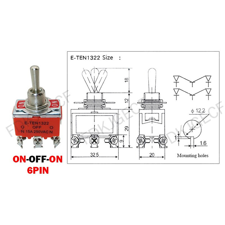 Công Tắc Gạt Đơn E-TEN 1021 15A/250V 2 Chế Độ ON-OFF 2P