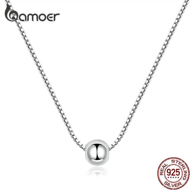 BAMOER Simple Minimalist Short Necklace for Women 925 Sterling Silver Clear Cubic Zircon Chain Necklaces Wedding Jewelry BSN085