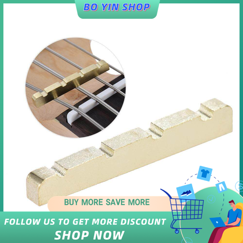 Pre-slotted Brass String Nut for 4-string Electric Bass Guitar Part Replacement 38 6.3-4.8mm