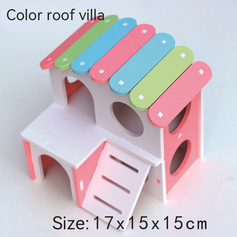 DUDU Pet Rainbow Hamster Toys Dwarf Hamsters House Wooden Gerbil Hideout Bridge Swing and Seesaw for Small Animal Gerbil Hamster Hedgehog