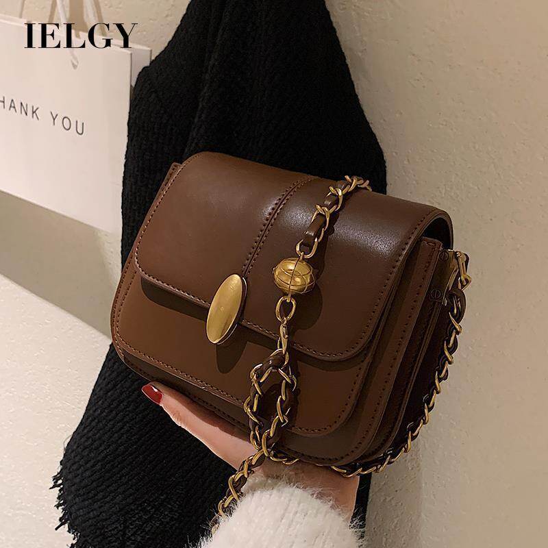 IELGY Korean retro fashion chain lock messenger bag