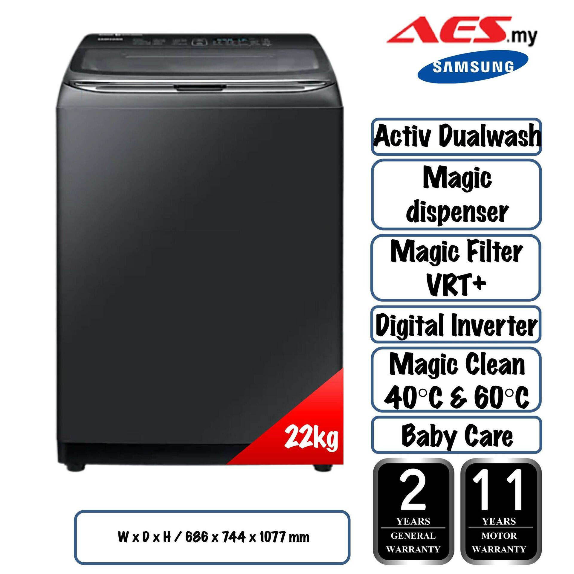 SAMSUNG WA23A8377GV/FQ 23.0KG BUBBLE STORM HYGIENE STEAM DIGITAL