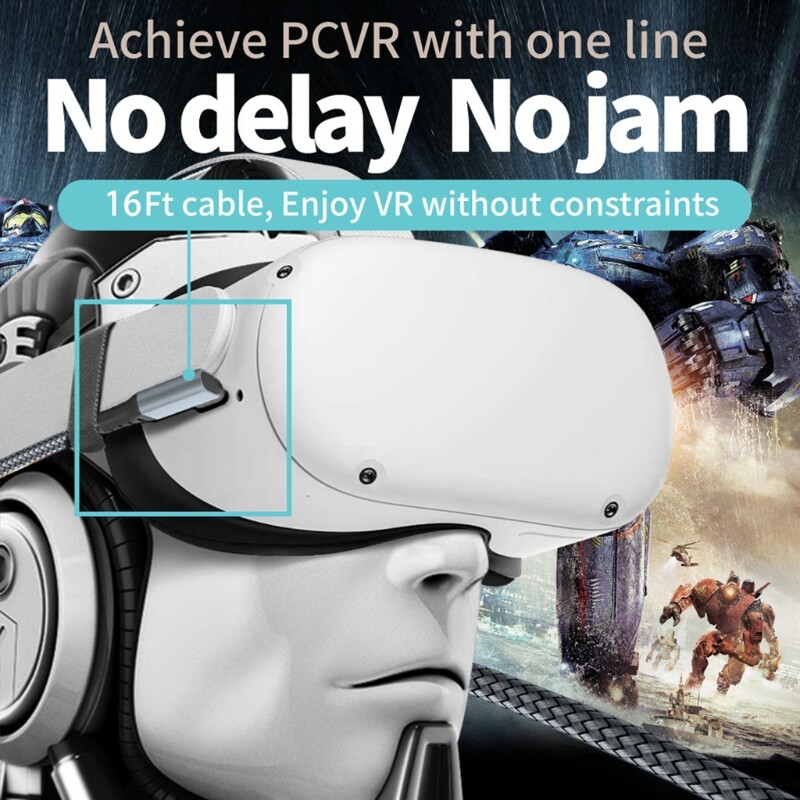 Dành Cho Oculus Quest 2 Cáp Dữ Liệu VR Hơi Nước Type-C Link Cáp Liên Kết Chuyển 5M/16ft, Sạc Nhanh