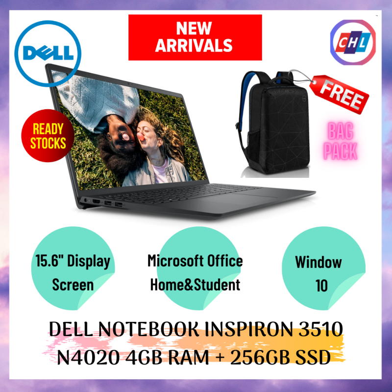 DELL NOTEBOOK INSPIRON 3510 N4020 4GB RAM + 256GB SSD + FREE DELL BAGPACK Malaysia