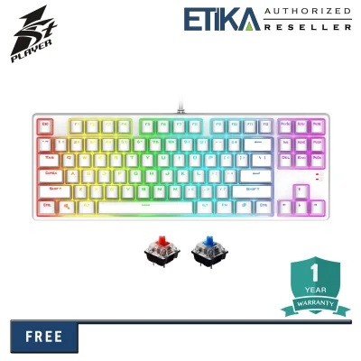 1st Player DK5.0 Lite / DK5.0 Lite V2 White Edition 87-Keys RGB Gaming Mechanical Wired Keyboard (Blue/ Red Switch)