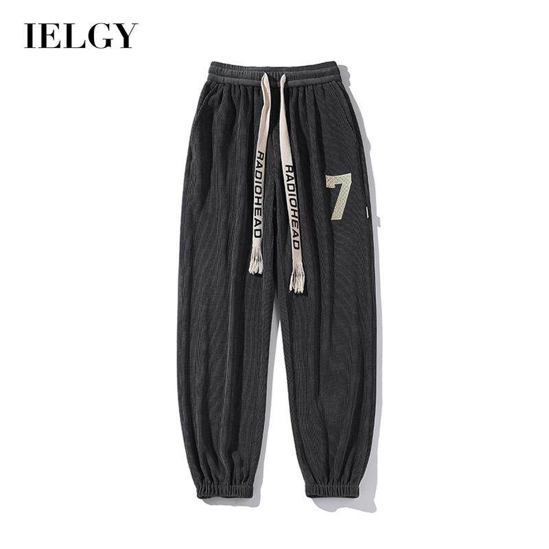 IELGY Hong Kong style digital running sports corduroy trousers men