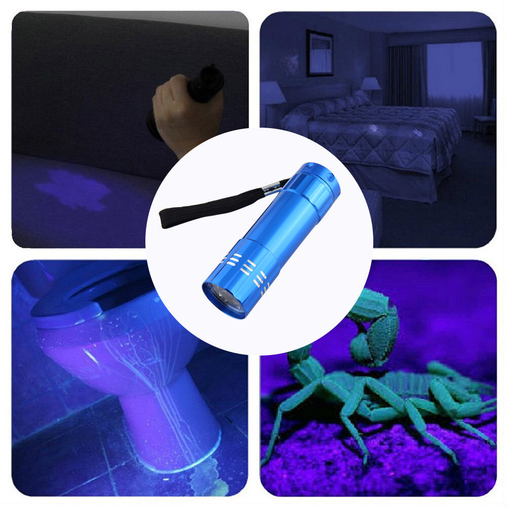 395nm Ultraviolet 9 LED Flashlight Portable Money Detection UV Light Torch