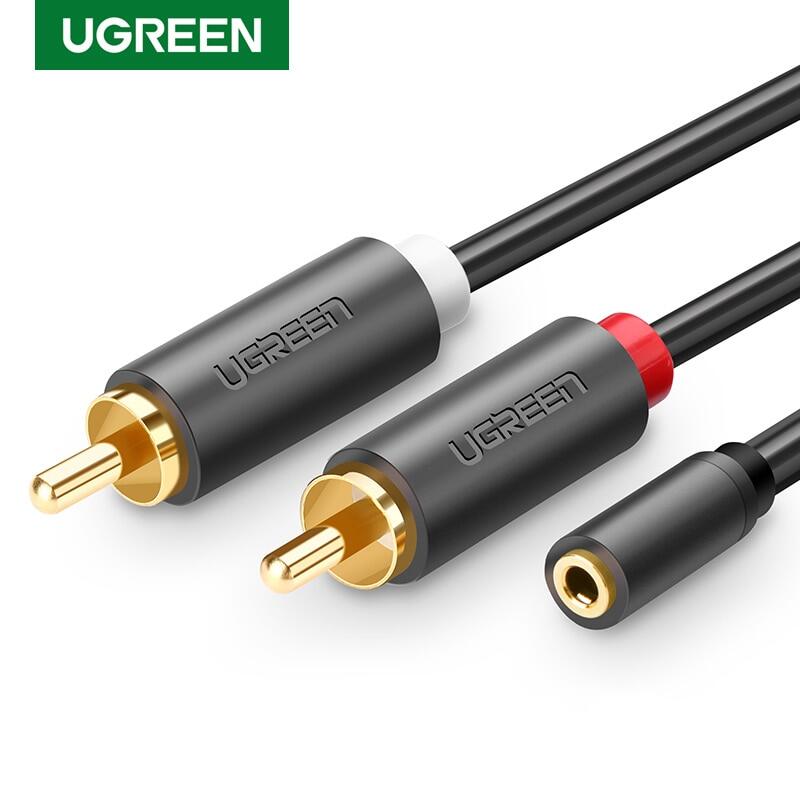 Ugreen rca 2 rca male to female 3.5mm jack adapter audio aux for edifer home t dvd vcd headphones