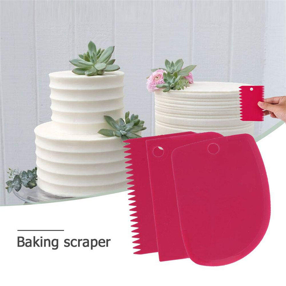 [YESPERY] 3 Cái/bộ Pastry Scraper Công Cụ Kit Dụng Cụ Nạo Bánh Bộ Dụng Cụ Cắt Nấu Ăn Trang Trí Cạnh Lược & Kem Mịn Hơn Dụng Cụ Làm Mềm Bột Bánh Mì