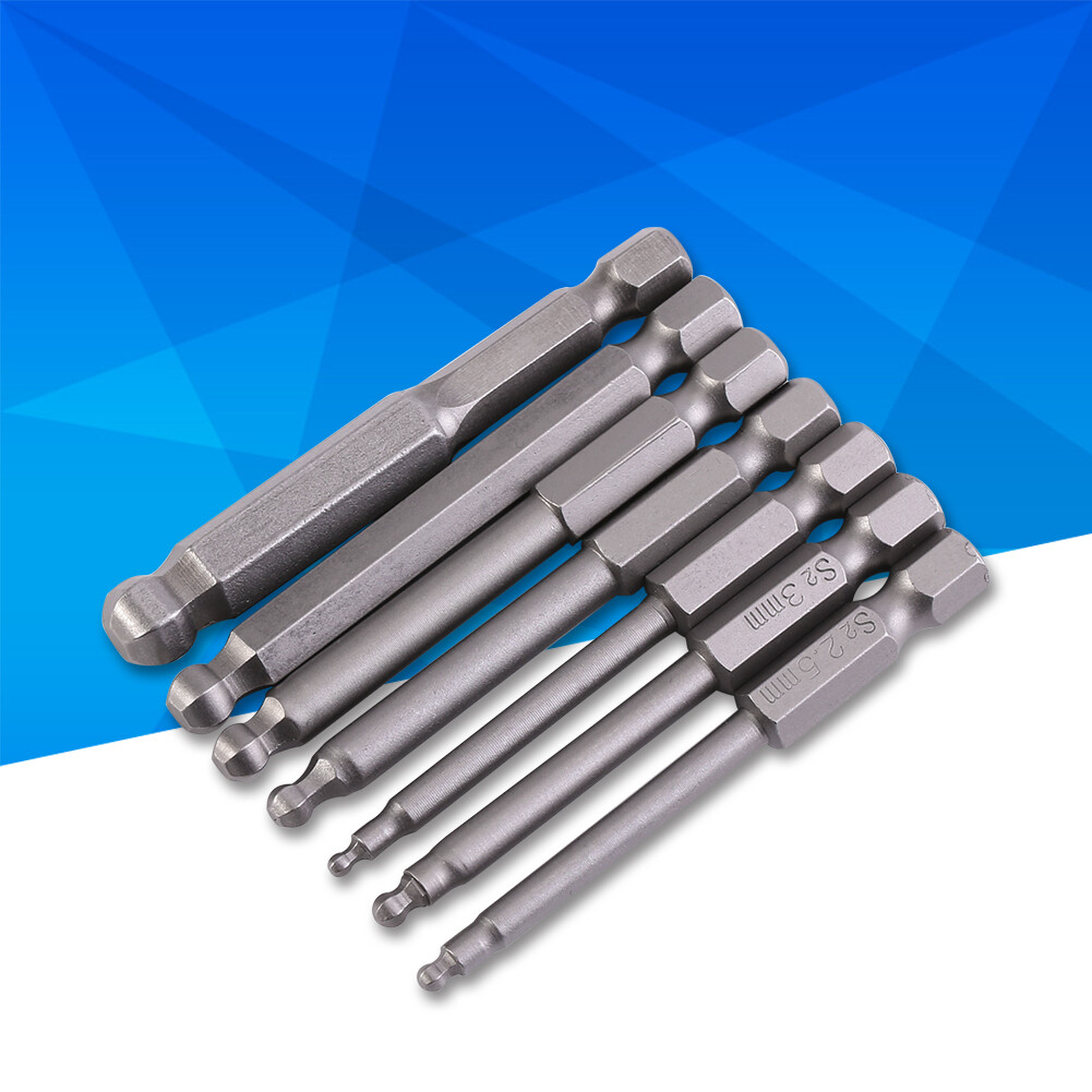 7pcs screwdriver bits 1/4 hex shank screwdriver bits 7pcs 2 / 2.5 / 3 / 4 / 5 / 6 / 8mm magnetic screwdriver bits 65mm 1/4 hex shank