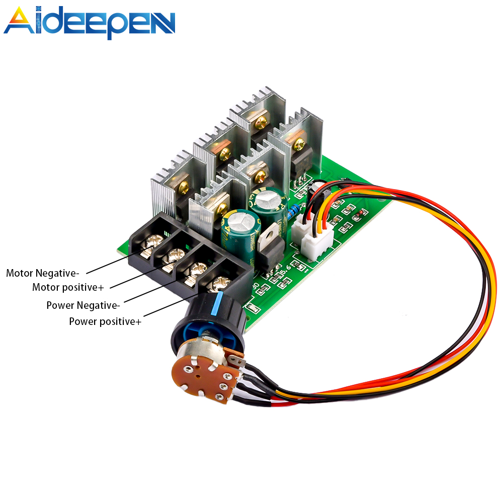 Aideepen pwm dc9-55v dc motor pump speed controller driver 40a 2000w high power speed controller 9v 12v 24v 36v 48v