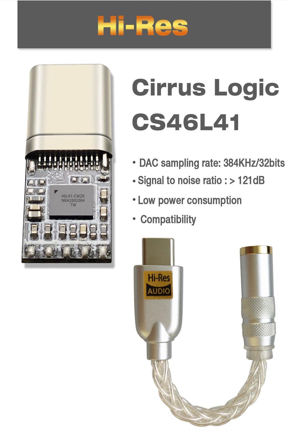 Hi-Res Headphone Amplifier USB-C DAC Digital Decoding Adapter Converter Decoder 3.5Mm Connector Portable DSD HIFI Amp Sound Card