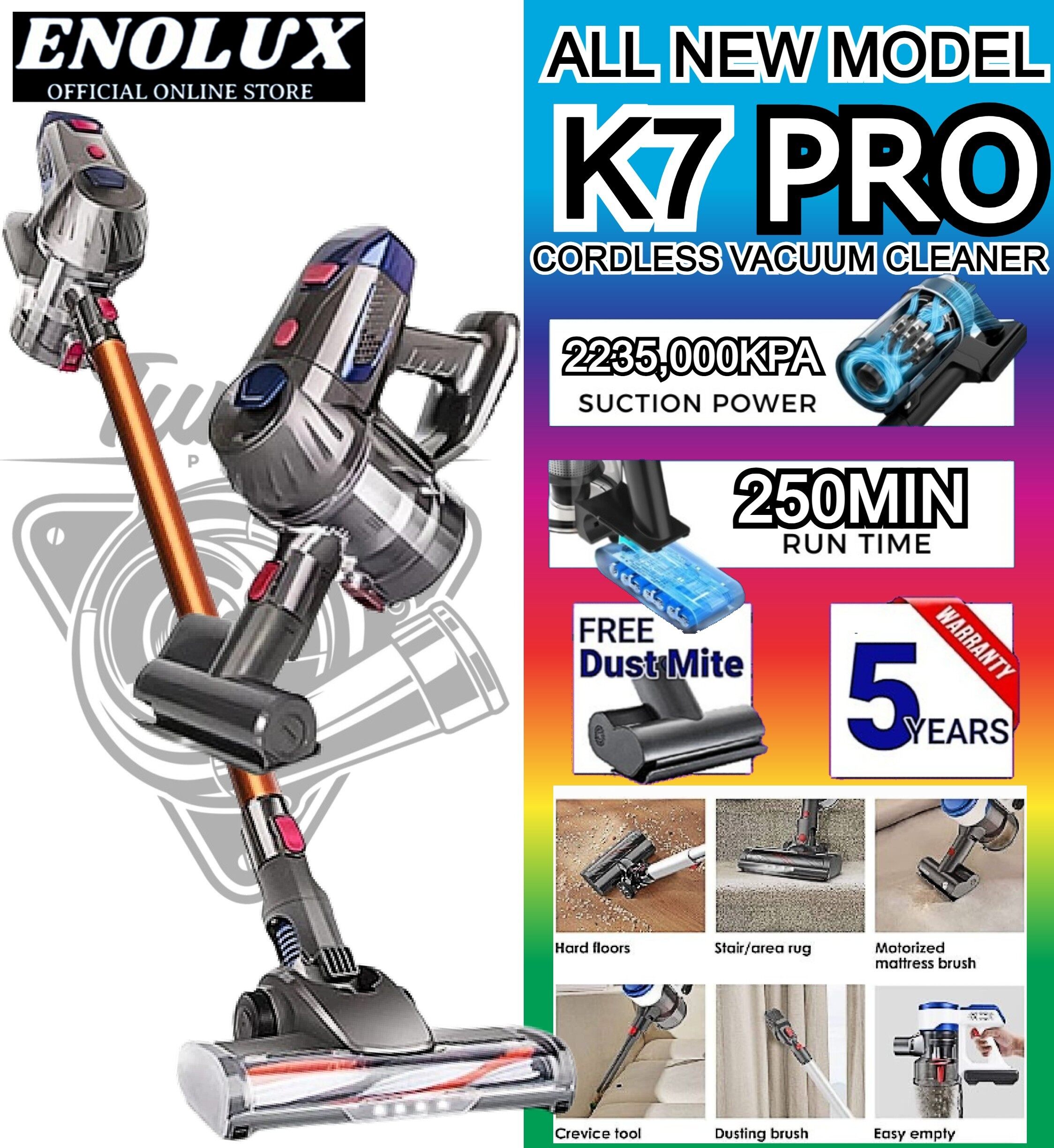 ENOLUX 2024 Cordless Vacuum Cleaner K7 Wireless Vacuum Handheld Vacuum