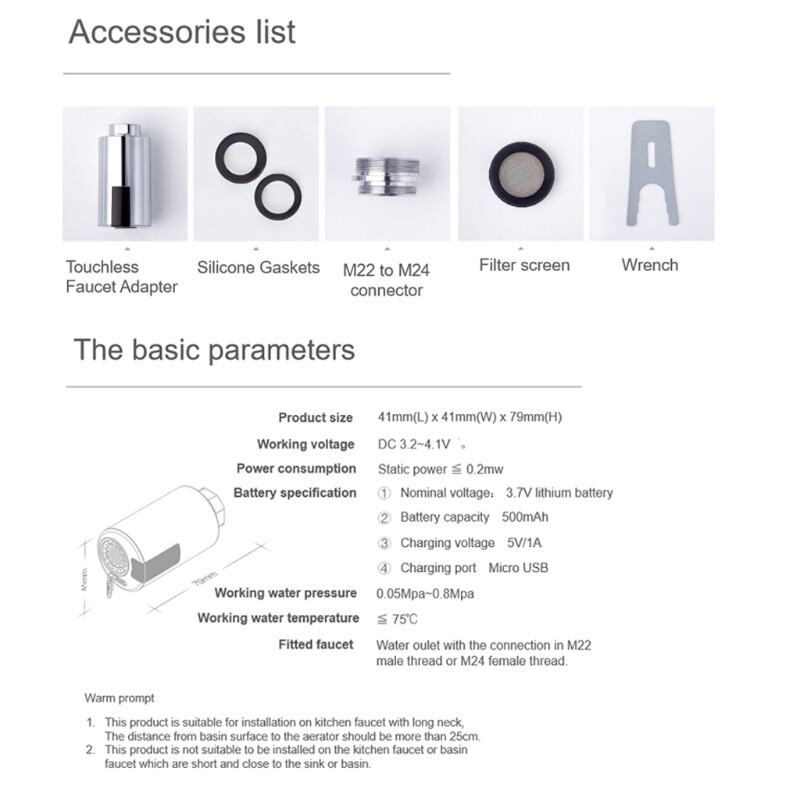 Smart Touchless Faucet Infrared Sensor Adapter Sink Water Saving Automatic Faucets Nozzle Adapter for Kitchen