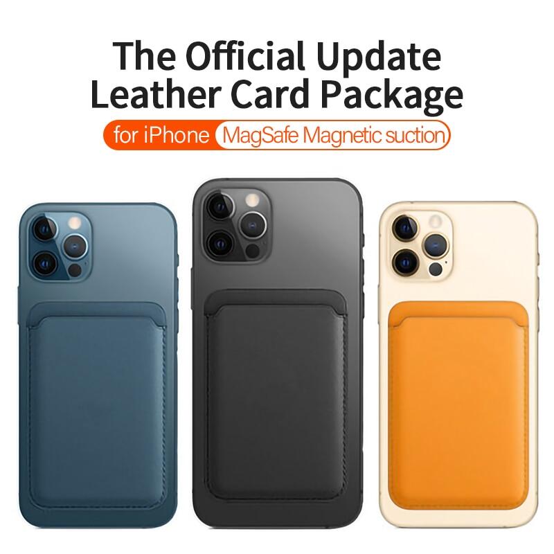 XICCI Magsafe Card Bag For For iPhone 12 Mini 12 Pro Max mini Genuine Leather Card Package Card Holder With Logo