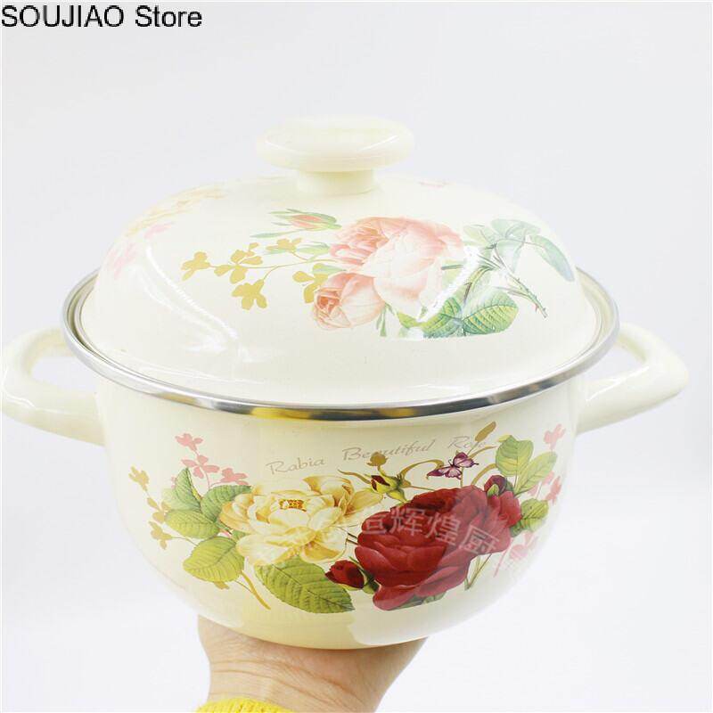Soujiao store nồi canh hai tai tráng men tráng men tráng men tráng sứ dày dặn kiểu cũ nồi hầm nồi nấu cháo nồi nấu thuốc bếp từ thông dụng
