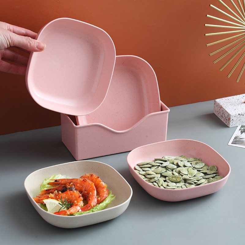 [88 Hometore】đĩa Ăn Gia Đình Bộ Đồ Ăn Bắc Âu Đĩa Để Đồ Ăn Vặt Đồ Ăn Nhẹ Khay Nhựa Bàn Ăn Bộ Thìa Dĩa