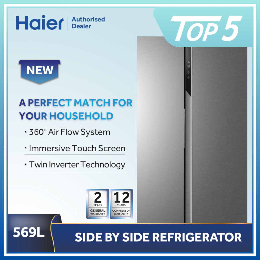 HAIER HSR3918FNPG SIDE BY SIDE INVERTER 2 GLASS DOOR FRIDGE