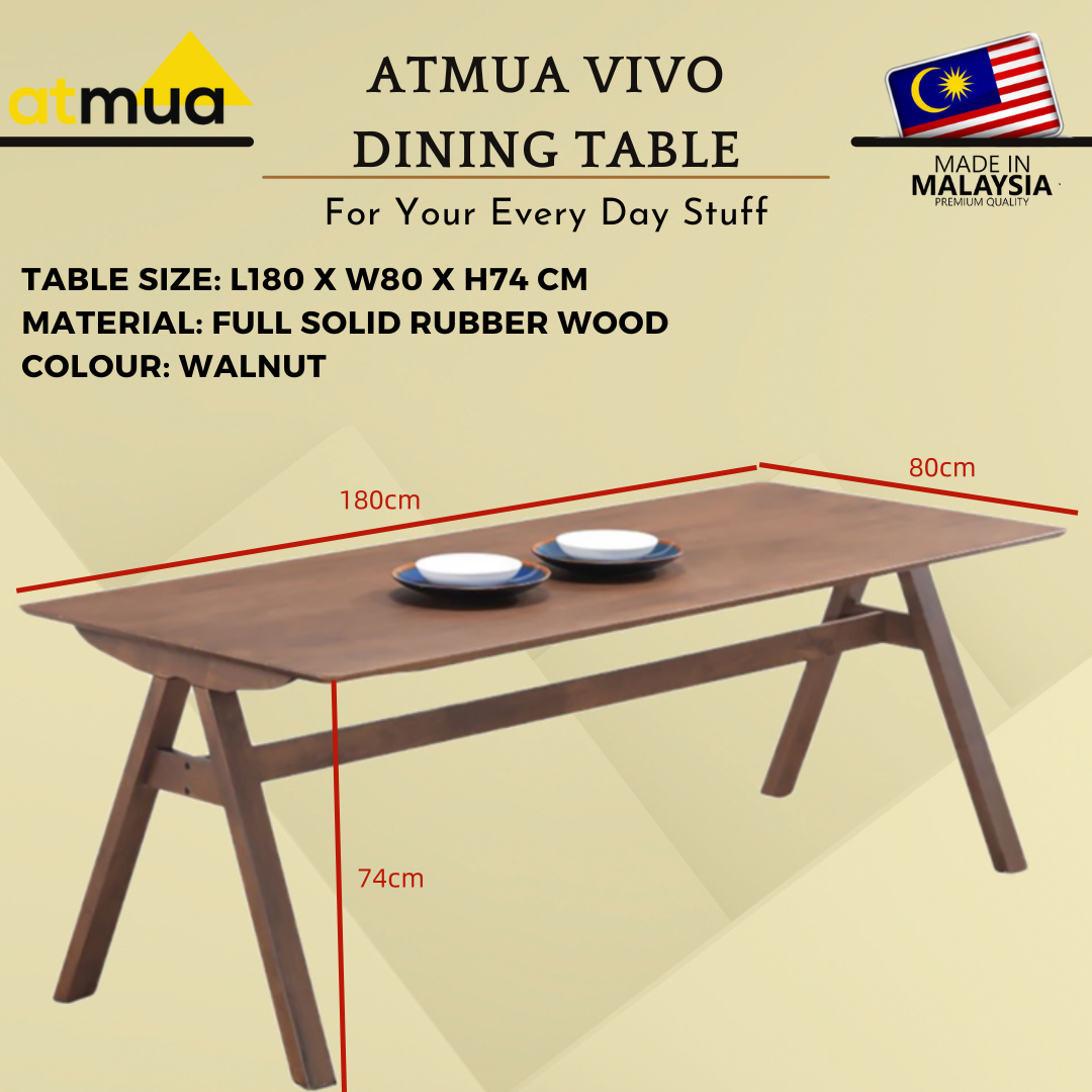 Atmua Furniture Vivo Dining Table - 6x3 Feet 8 Seater Table Full Solid