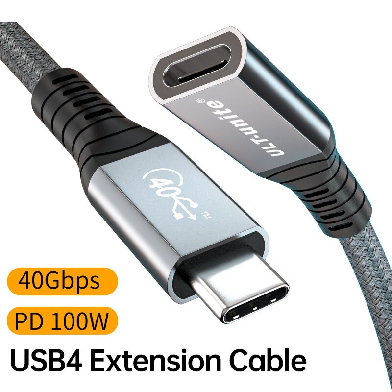 Ecily thunderbolt 4 usb c extension cable usb4 extend 40gbps data cable 8k 60hz pd 5a/100w type-c data wire for macbook pro