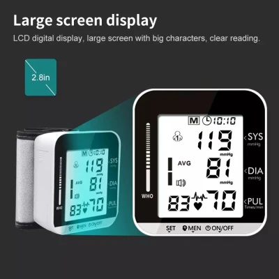 Tonometer Digital Portable Blood Pressure Monitor Cuff Sphygmomanometer Health Care Wrist Heart Rate Meter Tensiometro