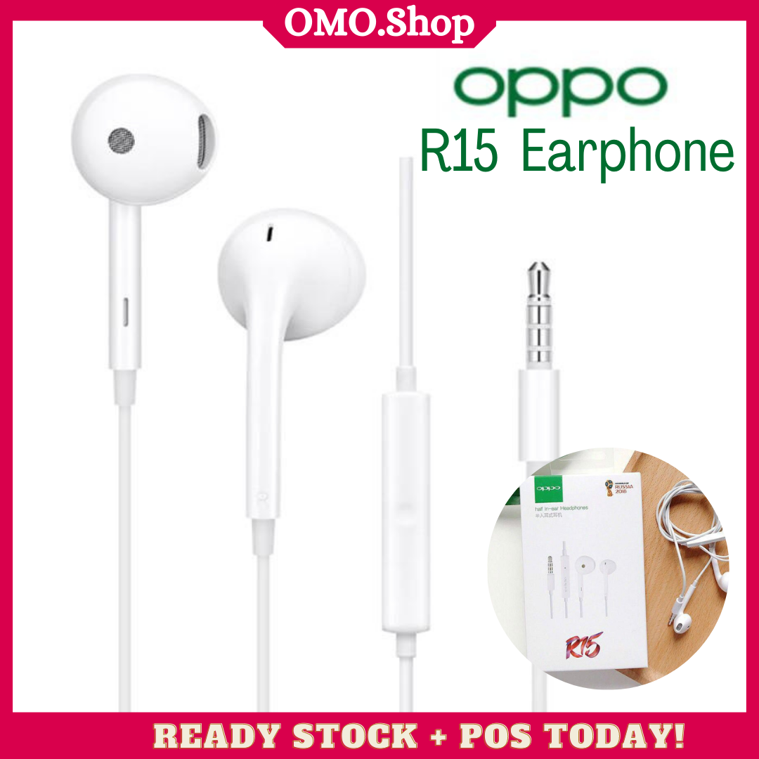OMO READY STOCK OPPO R15 half In-Ear Earphone Jack Wired