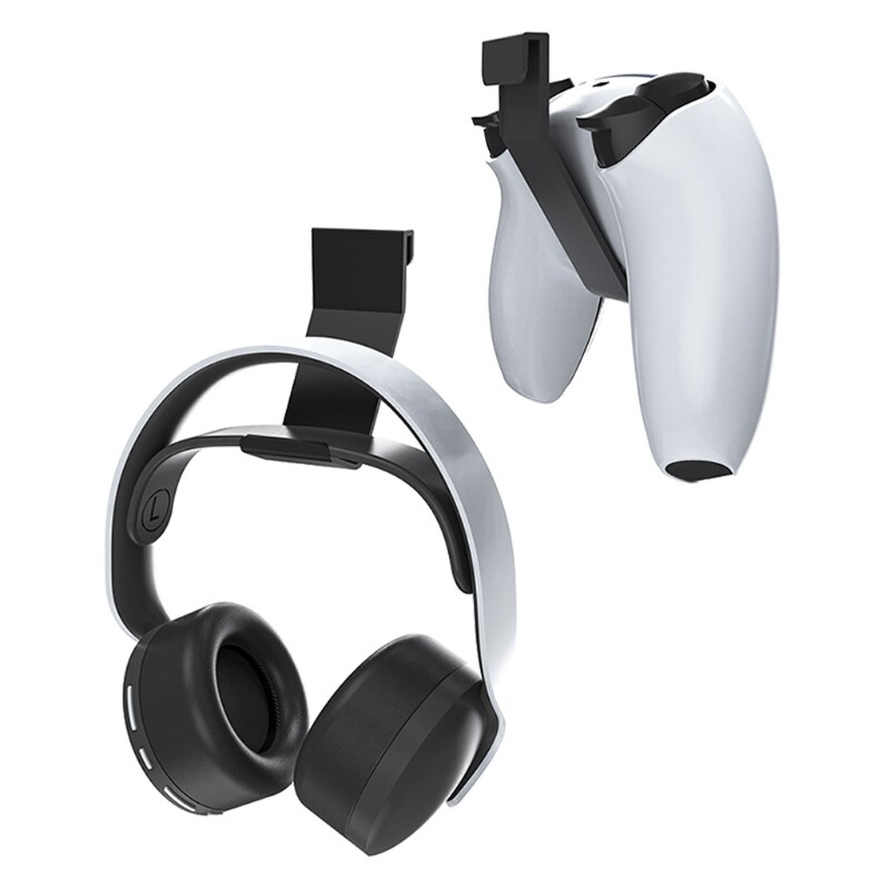 [2 Pack] Controller & Headphone Hanger Hook with Console Mount Clip Gamepad Holder for Universal PS5 Gaming Console