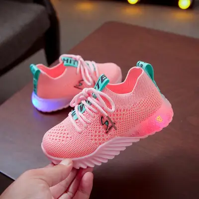 Ready Stock Toddler Infant Kids Baby Girls Shoes ChildrenKid Baby Girls Boys Letter Led Luminous Sport Run Sneakers Casual Shoes sport shoes for kids girl