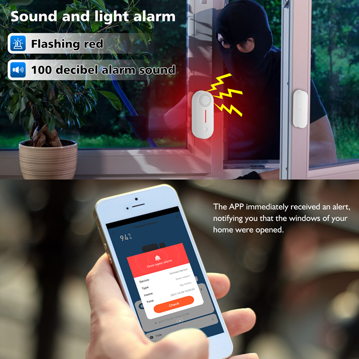 Smart Door Window Sensor Home Security Works with Tuya Smartlife Wifi / Zigbee