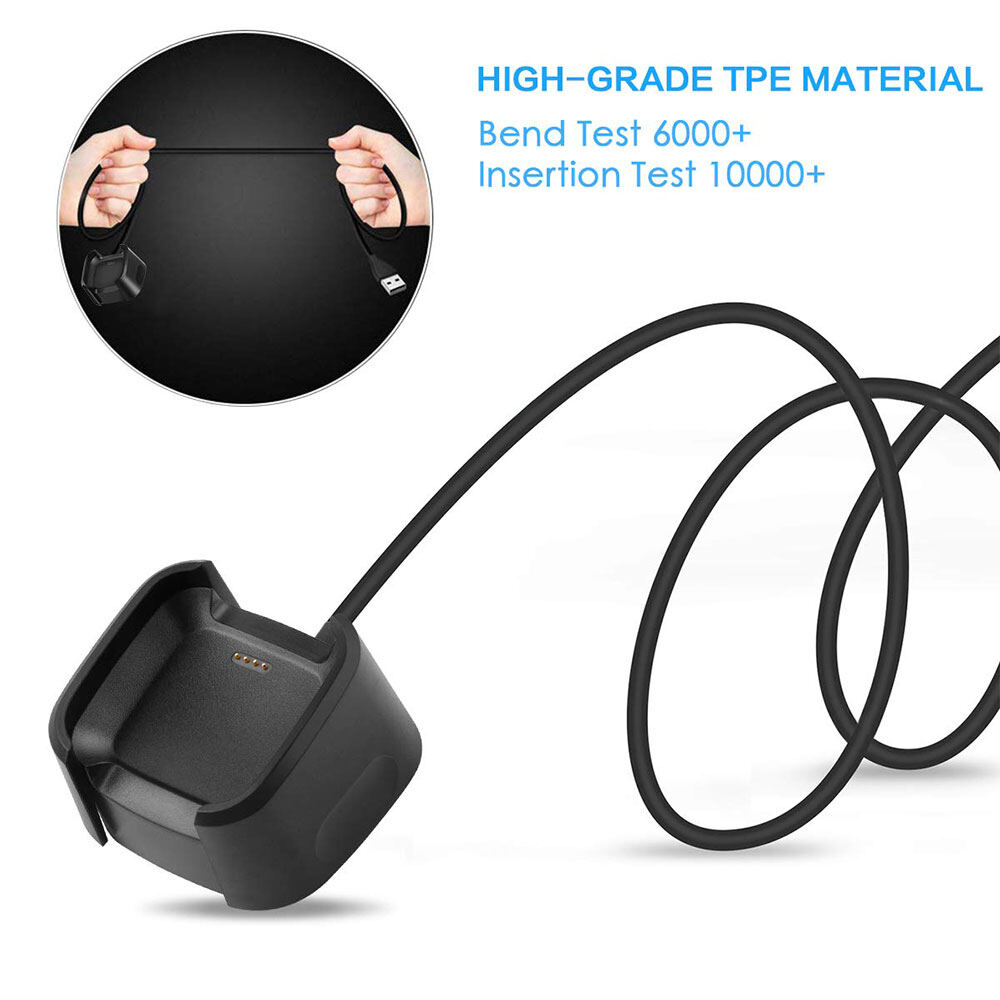 Bộ Sạc Tương Thích Với Fitbit Versa/Versa Lite (Không Dành Cho Versa 2/Versa 3), Đế Sạc Cáp USB Thay Thế Đồng Hồ Thông Minh Versa/Versa Lite/Versa SE, Dây Sạc Điện Chắc Chắn 3Ft