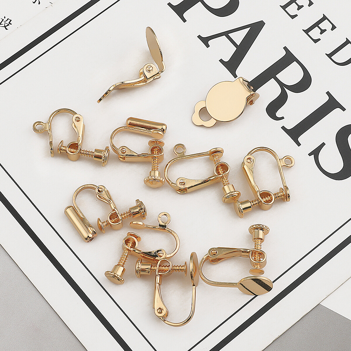 10 Cái/túi Đồng Với 18K Vàng Mạ Bông Tai Móc Clasp Đòn Bẩy Vòng Hở Lưng, Kẹp Bông Tai Tự Làm Móc Cài Phụ Kiện Làm Đồ Trang Sức