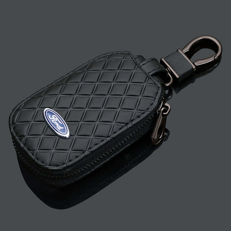 huiyisunny For Ford EcoSport Ranger Mondeo Ranger Rapter Wildtrak XLT XL Leather Car Key Case Cover Key Pouch Wallet Holder (YC-15)