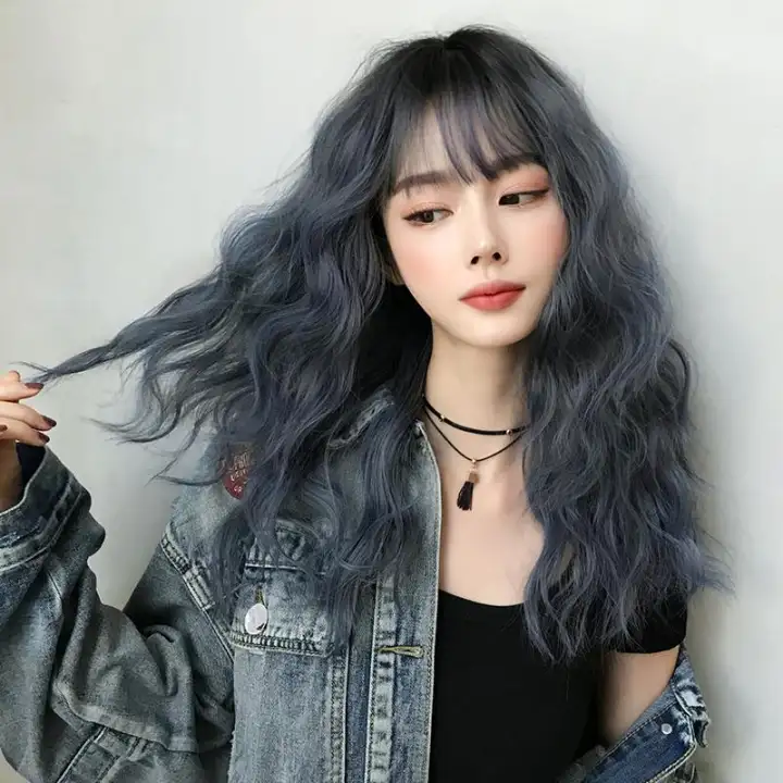 Dark Blue Big Wavy Curly Hair Glamour Lady Fashion Wig High