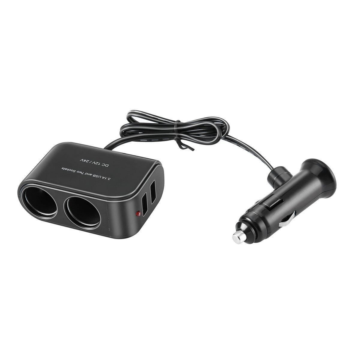In-car PDA Power Supply 2 USB Ports And 2 Sockets Splitter 12V/24V Car Charger
