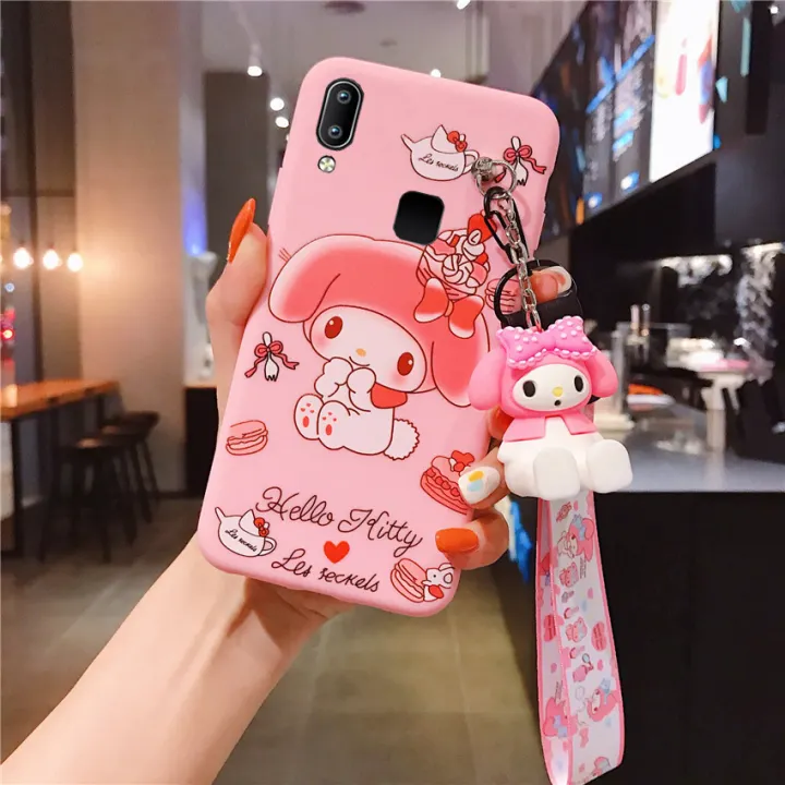 Casing Ponsel Silikon Lembut Untuk Vivo Y91 Y95 Y93 Y91i Casing Ponsel Melodi Merah Muda Lucu Dengan Tali Boneka Lazada Indonesia