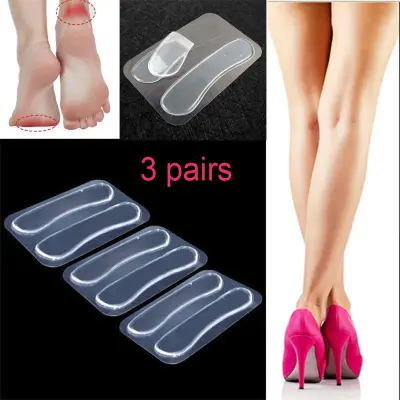 【PrettySet】3 Pairs Gel Silicone Heel Grip Back Liner Shoe Insole Pad Foot Care Protector