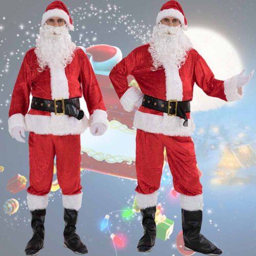 Hot Christmas Santa Claus Costume Cosplay Santa Claus Clothes Fancy Dress In Christmas Men 5pcs/lot Costume Suit For Adults