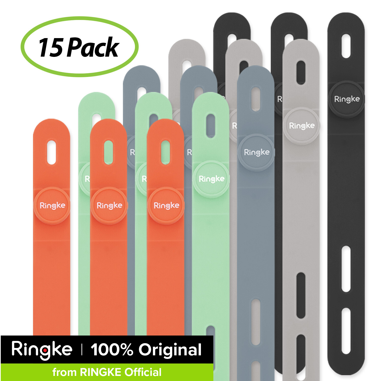 Ringke Cable Tie Silicone Colorful Reusable Holder Strap Organizer Management for Fastening Cable Cords and Wires