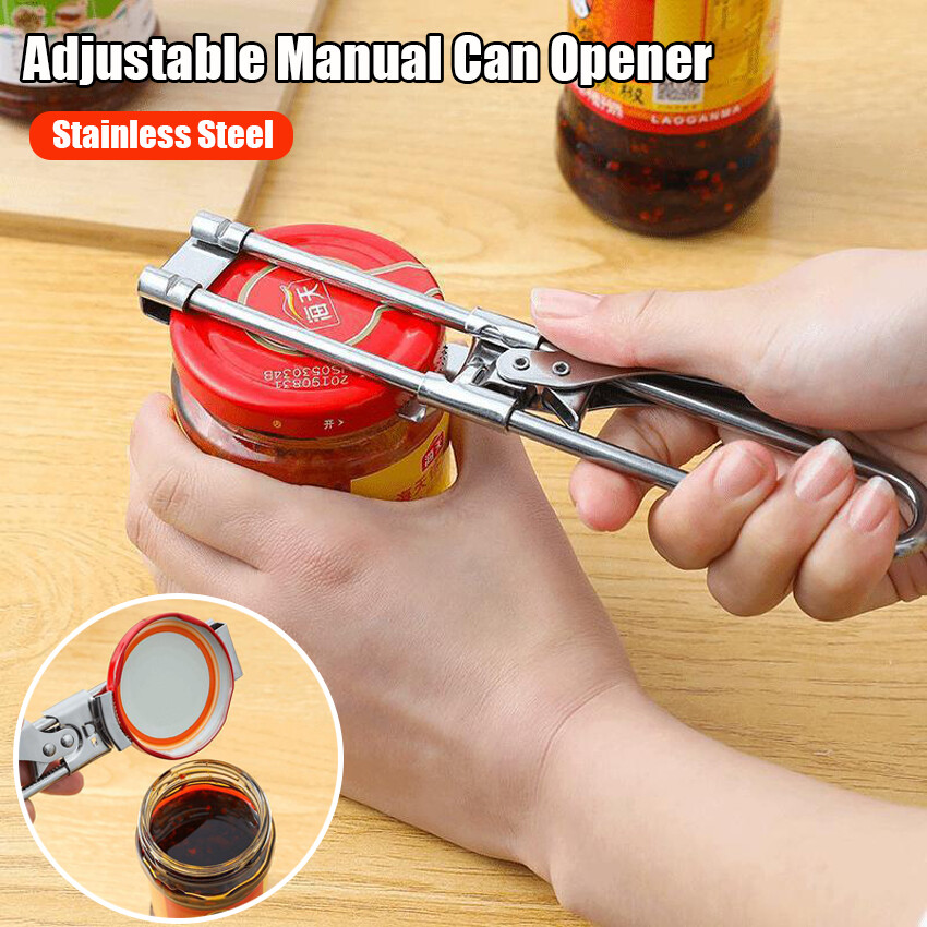 Adjustable Multifunctional Stainless Steel Can Opener, 2023 New Stainless Steel Can Opener Bottle Jar Lid Gripper Household Kitchen Tool, Manual Jar Bottle Opener Kitchen Accessories