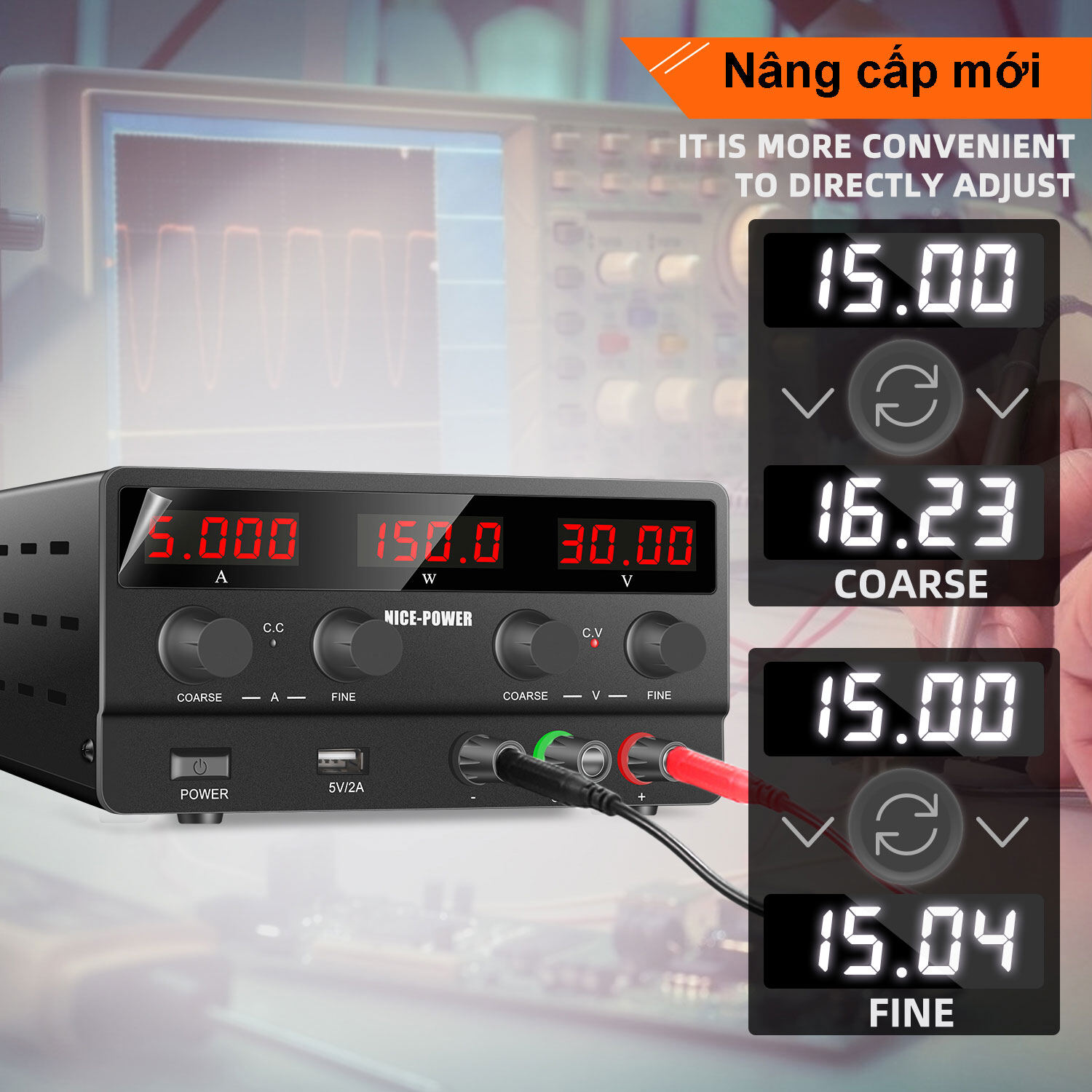 NICE POWER DC POWER Nguồn điện phòng thí nghiệm có thể điều chỉnh 30V 10A Nguồn điện chuyển mạch ổn định để sửa chữa PCB