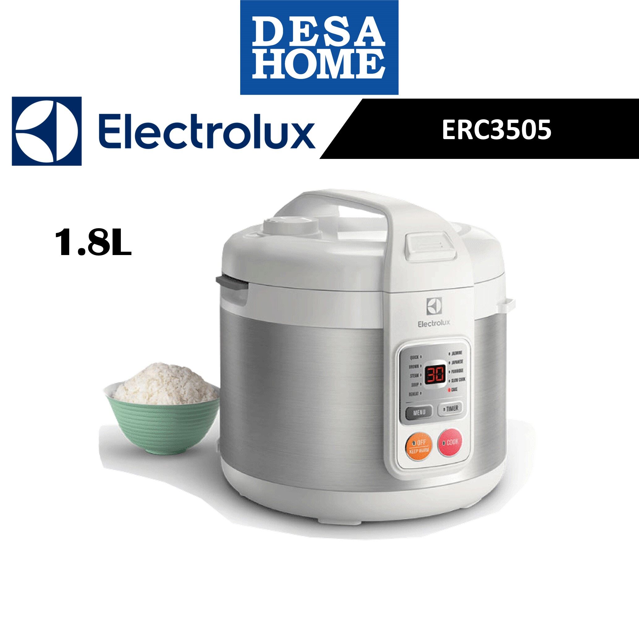 ELECTROLUX ERC3505 1.8L RICE COOKER WITH 10IN1 FUNCTION Lazada