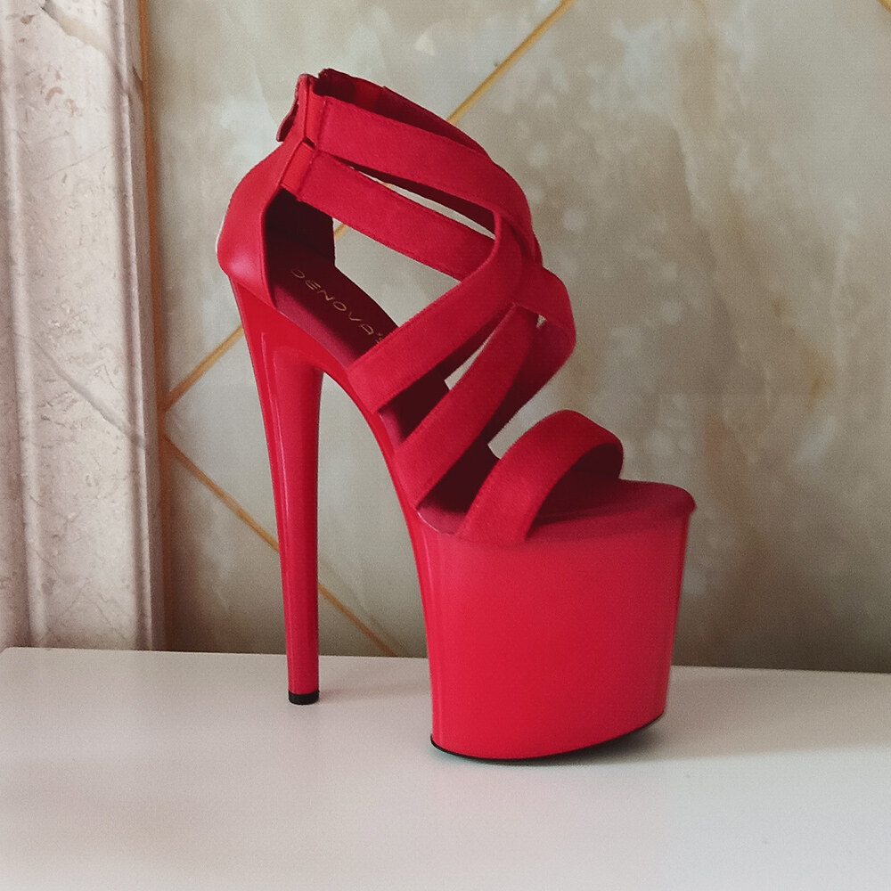 Denova's Women's Suede Very High Heel Big Size Pole Dancing Sandal